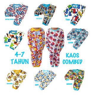 tM2Code Kid88 - Baju Tidur Anak SETELAN/STELAN KAOS KATUN COMBED 4-7 TAHUN T4U2 (Kekinian)