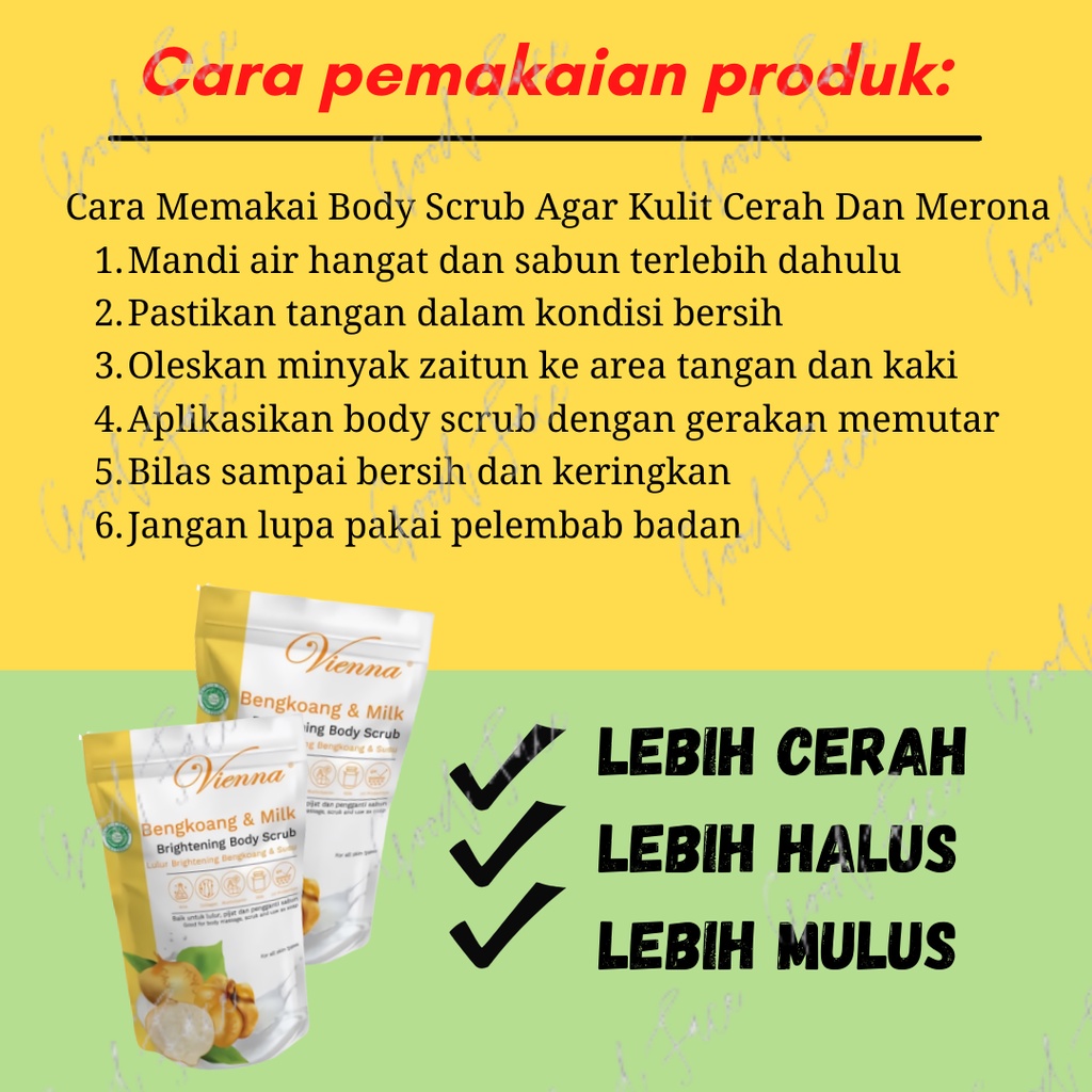 LULUR PEMUTIH BADAN - BODY SCRUB - VIENNA BENGKOANG N MILK WHITENING BODY SCRUB REFFIL 1KG - VIENNA SCRUB