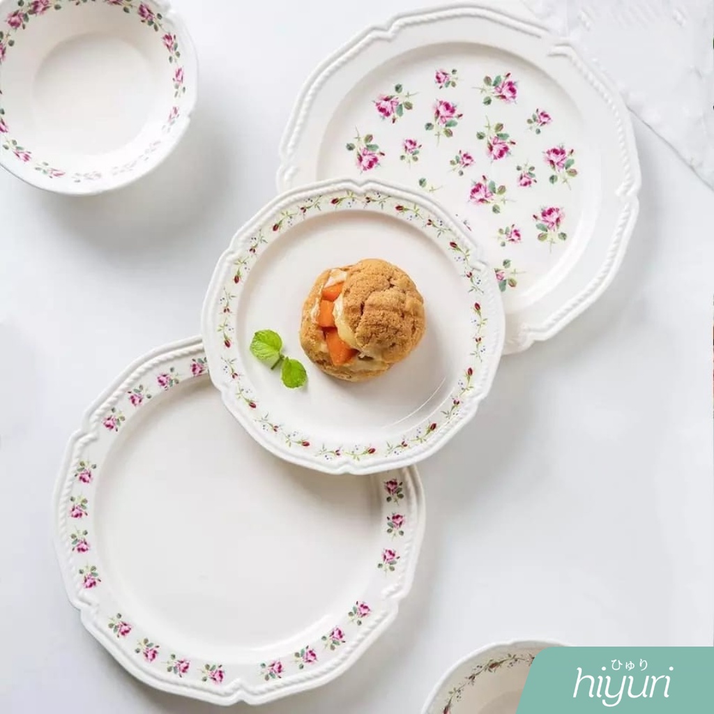 HIYURI Piring Vintage Rose/piring makan/piring dinner/piring rose/piring makan keramik/piring aesthe