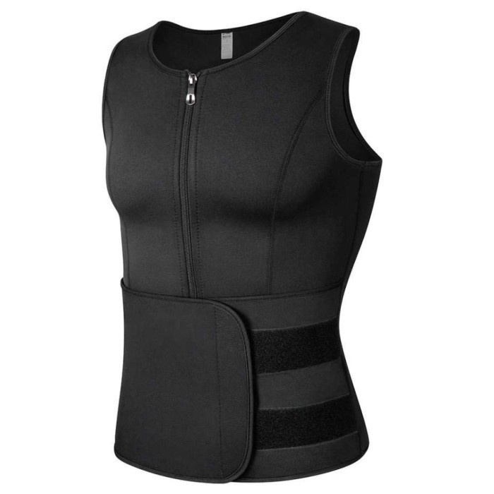 BAROKAH GAMIS Men Body Shaper Sauna Vest Waist Trainer Double Belt Sweat Shirt