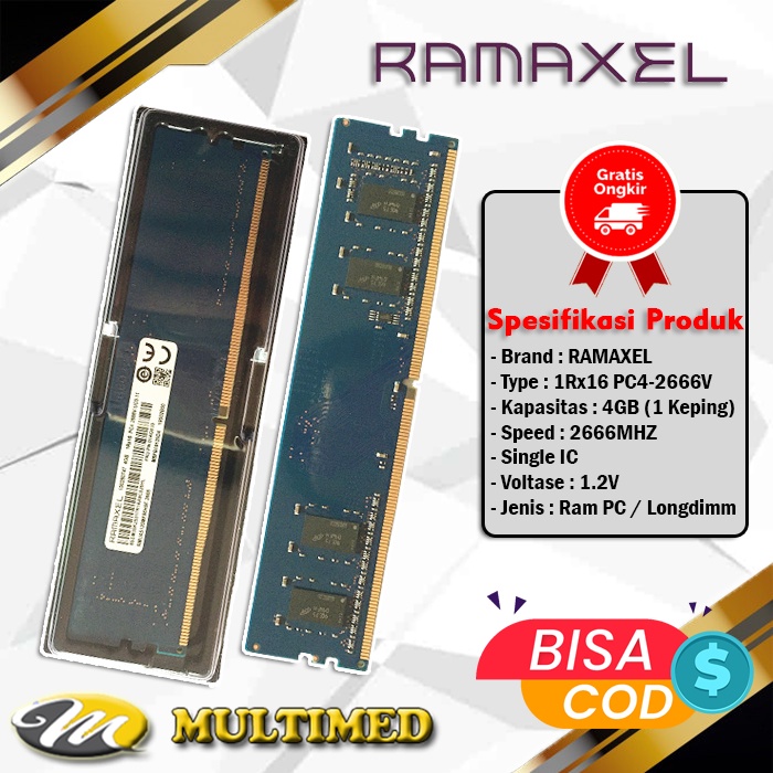 MEMORY RAM PC DDR4 4GB LONGDIMM RAMAXEL PC4-2666V