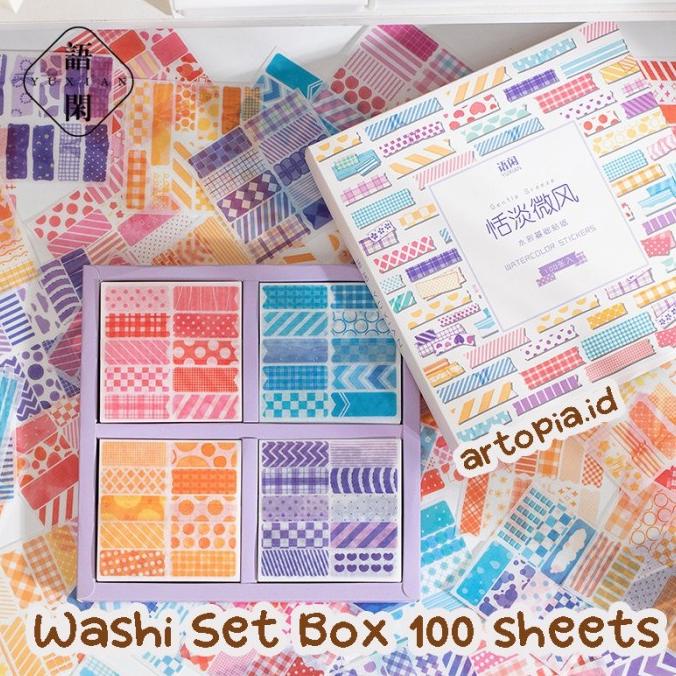 SALE 100 Lembar Washi Set Box Estetik Aesthetic / Tape Masking