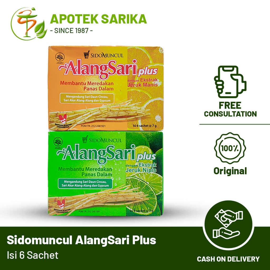 

Sidomuncul Alangsari Plus Jeruk Manis & Nipis Isi 6 Sacht ( Minuman Untuk Panas Dalam )