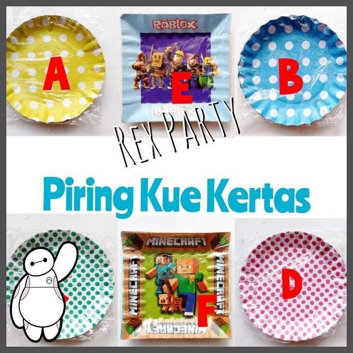 

(REXP) PIRING KUE ULANG TAHUN/PIRING KERTAS/PIRING MINECRAFT/ROBLOX/POLKADOT