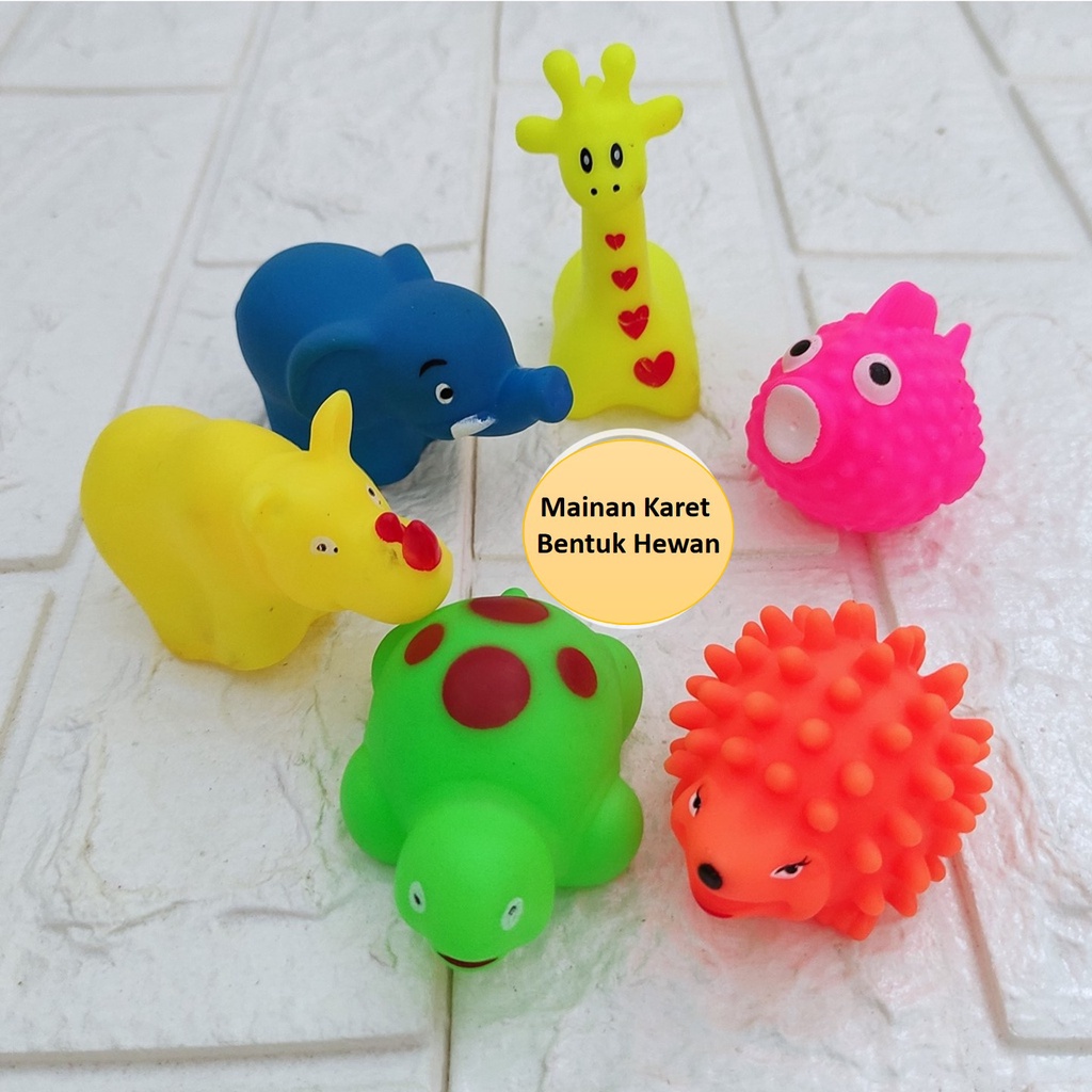 Mainan mandi bayi karet bunyi cit cit hewan bebek mengenal warna
