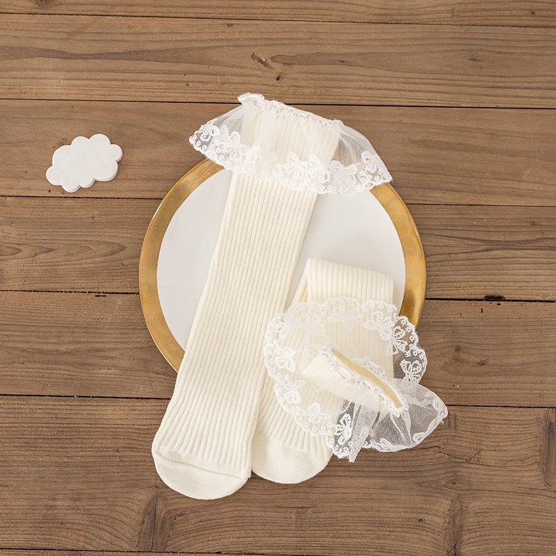 NEW-R2M Kaos kaki panjang bayi/anak perempuan motif renda 2 motif