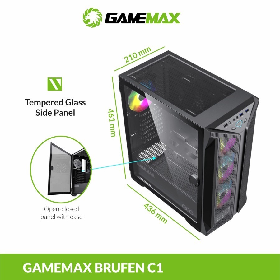 Casing Gamemax Brufen C1 Cooling and Overcloking Gaming PC Case