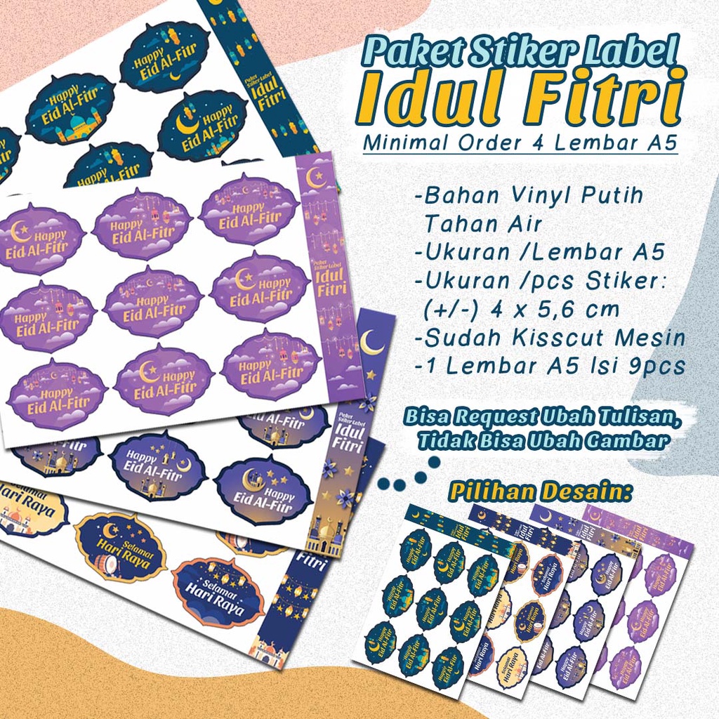 

[BERLAKU MINIMAL ORDER 4 LEMBAR & ORDER KELIPATAN] - Paket Stiker Label Idul Fitri - Kode: PSL_ID - Stiker Lebaran / Idul Fitri / Eid Mubarak / Eid al-fitr - /Lembar Ukuran A5