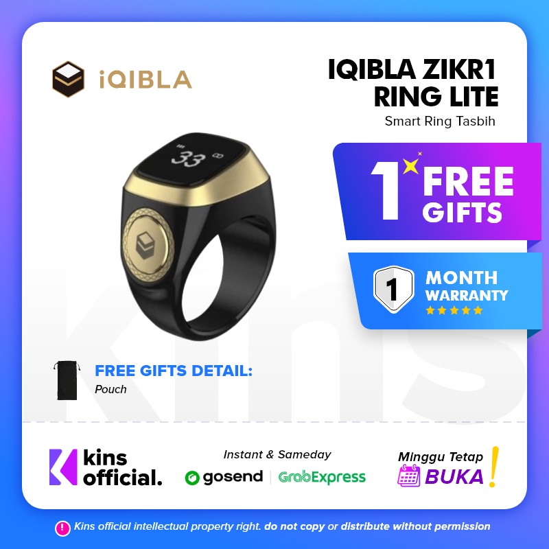 iQibla Zikr1 Ring Lite - Cincin Tasbih Pintar (Polyester) / Cincin Tasbih Digital / iQibla Zikr Ring Lite