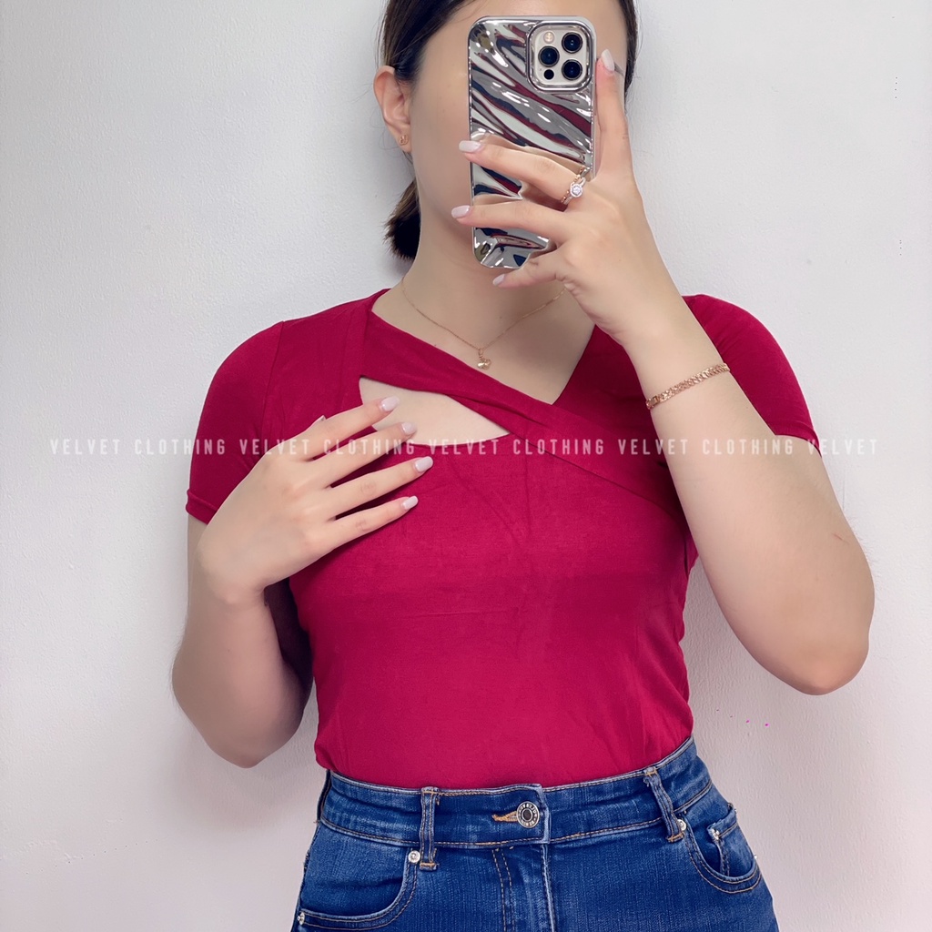 Kaos Wanita Asymmetric Top Korean Style / Atasan Wanita Polos / Kaos Wanita Lengan Pendek 4258