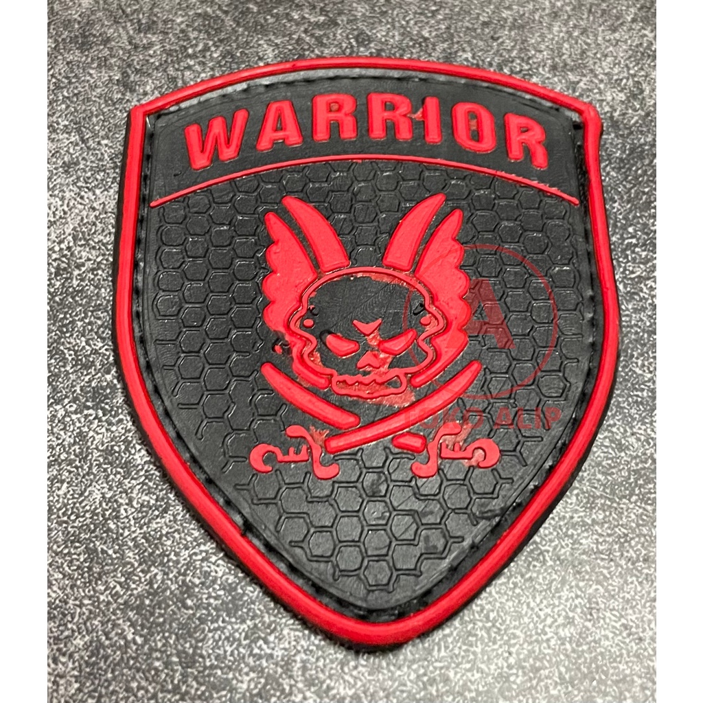 Patch WARRIOR (Merah) - Patch Velcro Warrior - Prepetan