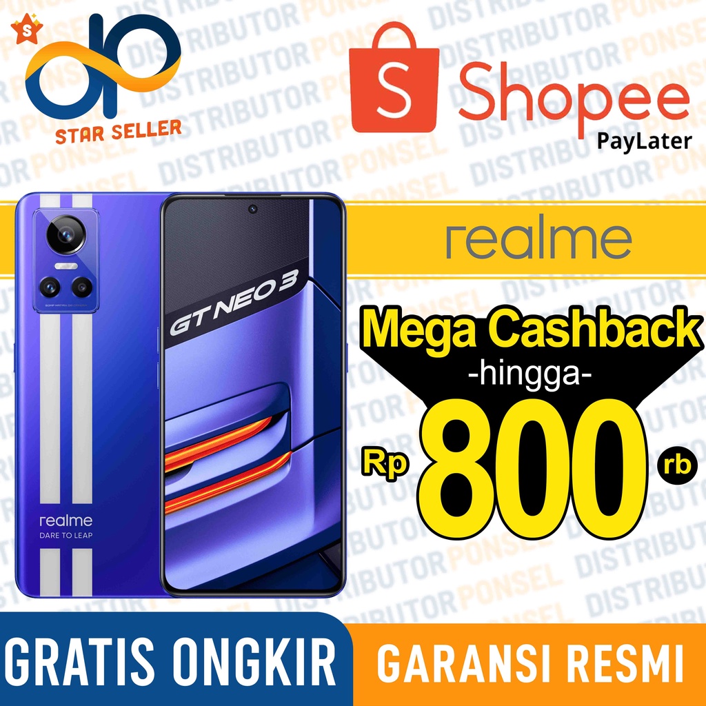 Realme GT Neo 3 5G 8GB+256GB - 8GB+128GB GT NEO 3 Garansi Resmi Neo 3 8 GB 256 GB 8 GB 128 GB