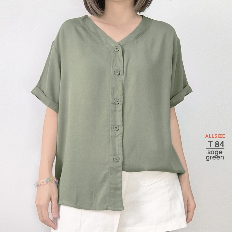 ARENA - Atasan Wanita Casual Vneck Kancing Depan