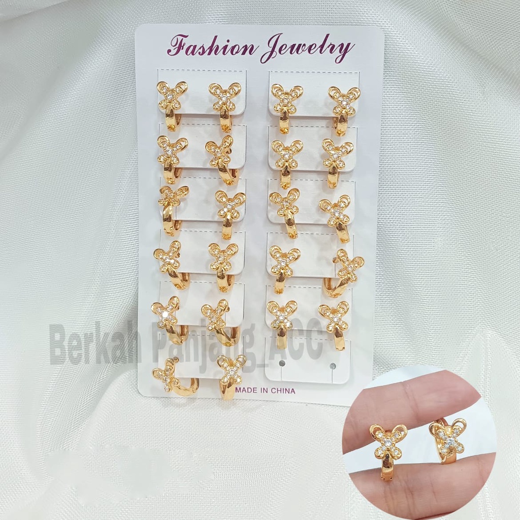 COD 12 PASANG/CHAR ANTING JEPIT VARIAN MOTIF DEWASA PERMATA VARIASI FASHIONABLE perhiasan super berkelas fashion korea anti karat dan anti luntur