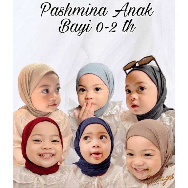 Pashmina hijab anak instant bahan jersey bayi usia 0-2 tahun