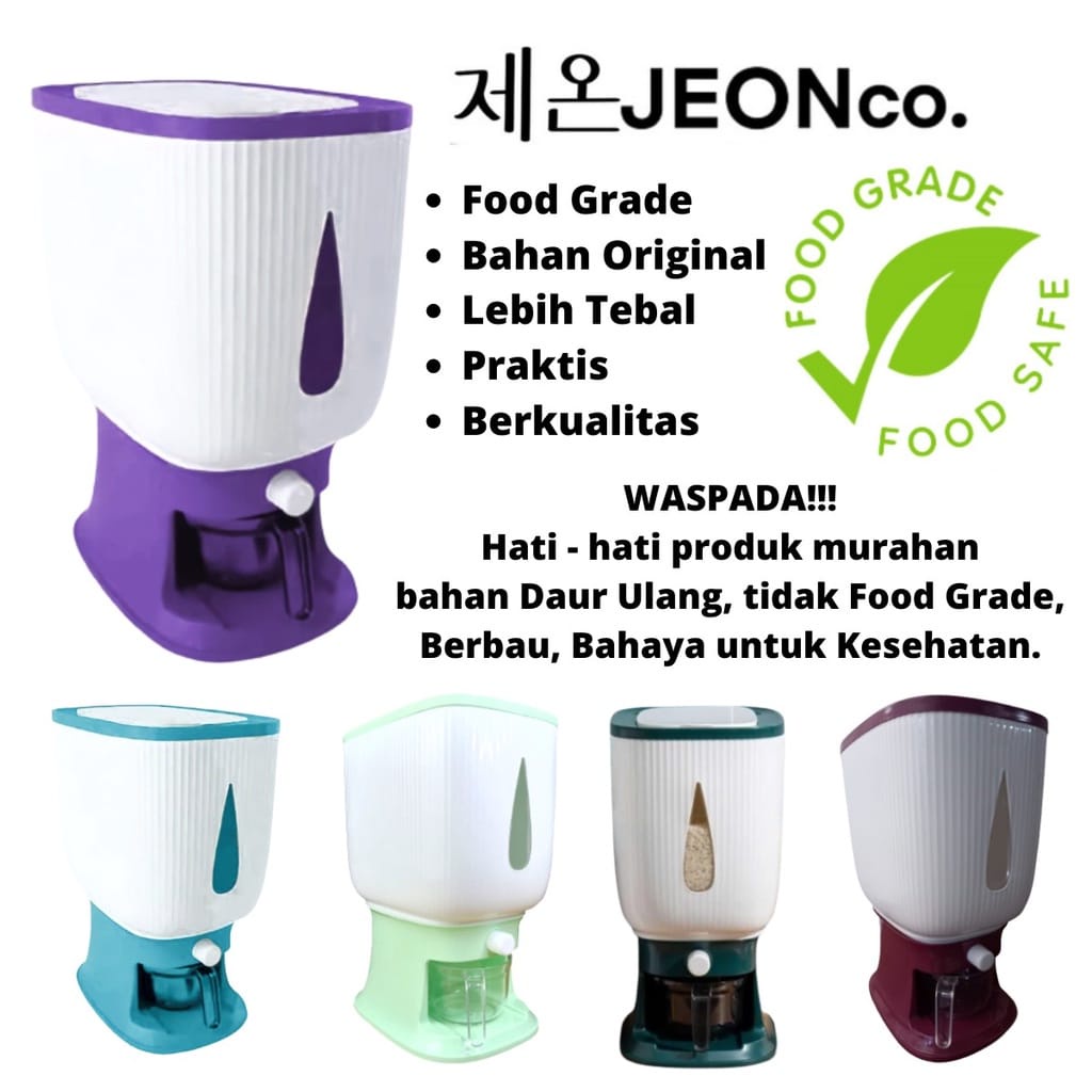 Dispenser Beras Jeon 10 L / Dispenser 10L / Tempat Wadah Beras Kacang-Kacangan