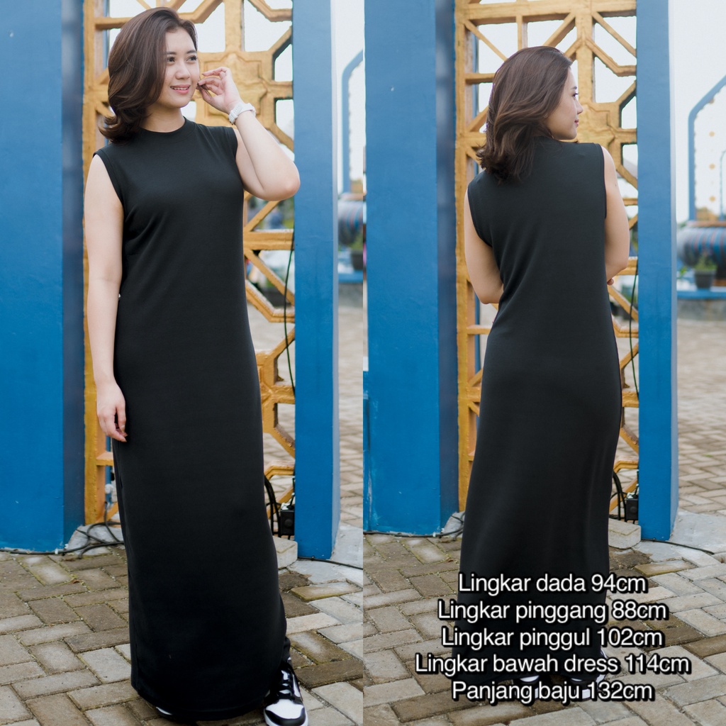 Alea Inner Dress Knit Inner Rajut Tanpa Lengan Long Dress