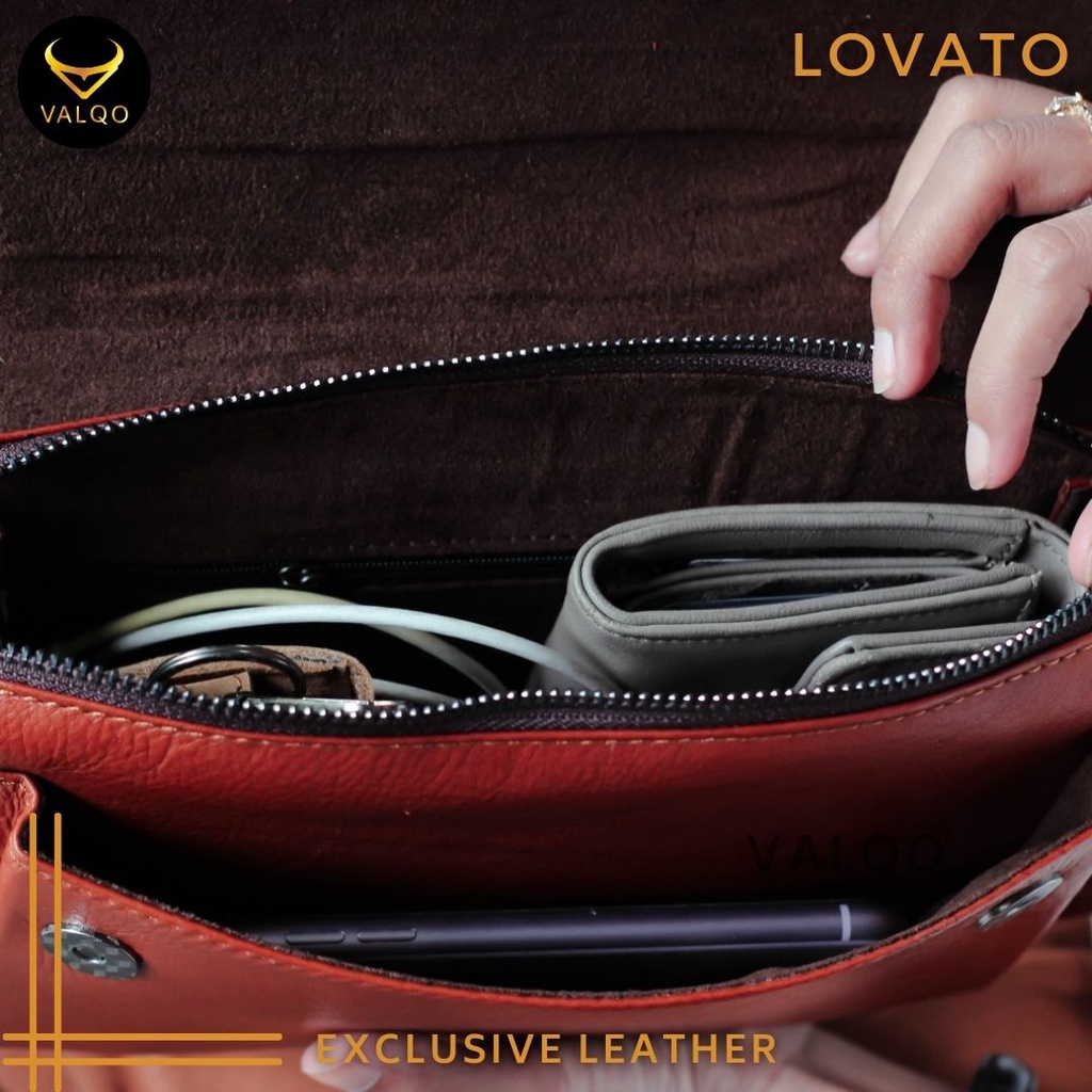 [VALQO] LOVATO Tas Handbag Multifungsi Dompet HP Kulit Sapi Cewek Wanita Perempuan