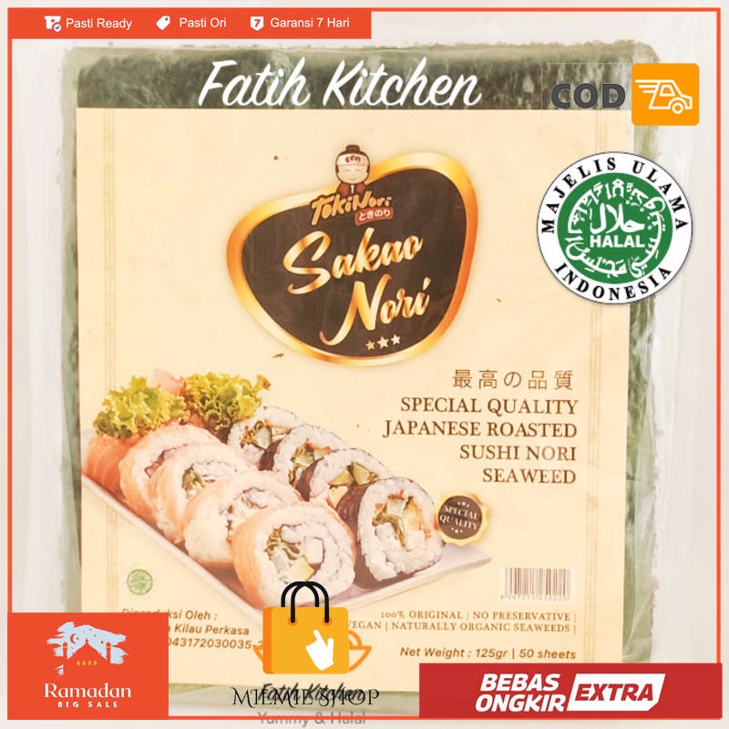 

Sakao Nori Sushi Spesial 50 lembar Halal MUI - Seaweed Rumput Laut