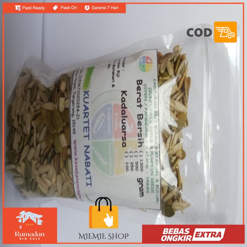 

Campuran Biji Labu/Pumpkin Biji Bunga Matahari/Sunflower Oven 250 Gr