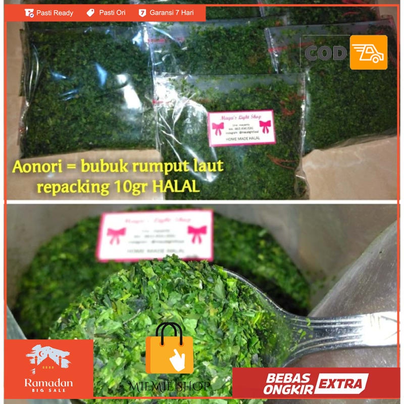 

Bubuk rumput laut aonori nori seaweed powder takoyaki okonomoyaki - Kasar 10gr