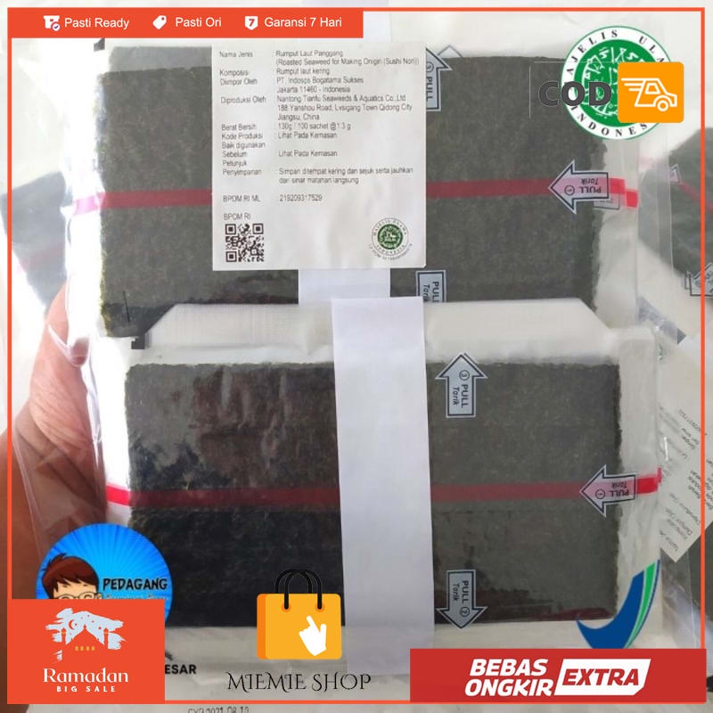 

Triangle Onigiri Sushi Nori 100 Sheet HALAL MUI / Wrapper 100 Lembar