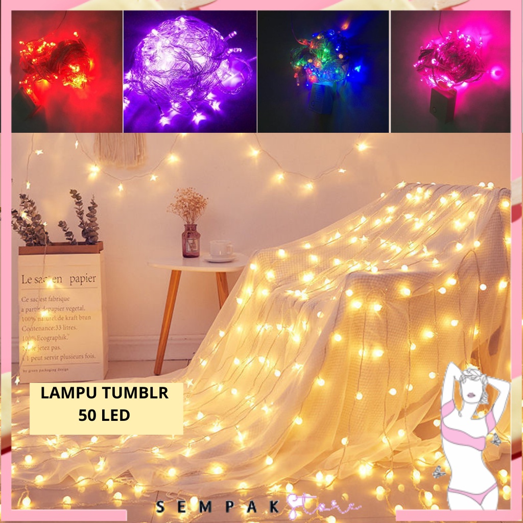 SS Lampu Tumbler Lampu Hias Natal Lampu Tumblr 10 Meter 50 Led Lampu Hias Dekorasi Kemasan Plastik  Murah