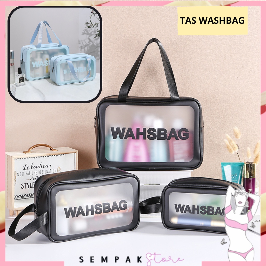 SS Tas Kosmetik Transparant WASHBAG Pouch Travel Make Up Bag Organizer Dompet Kosmetik Toiletry Waterproof Pouch Kosmetik Transparant Travel