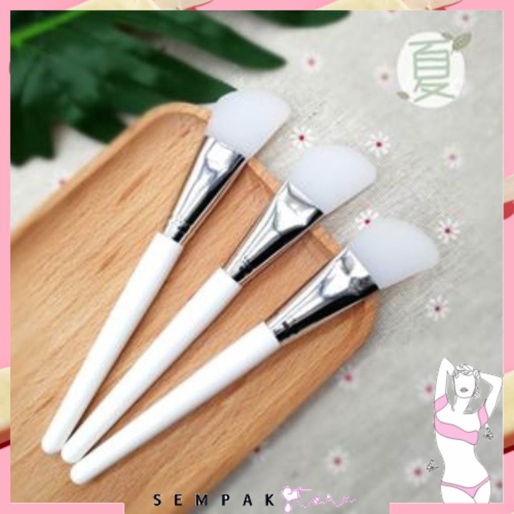 SS Brush Makeup Silikon Kuas Masker Silicone Facial Face Mask Gel Dengan Kepala Pisau Putih