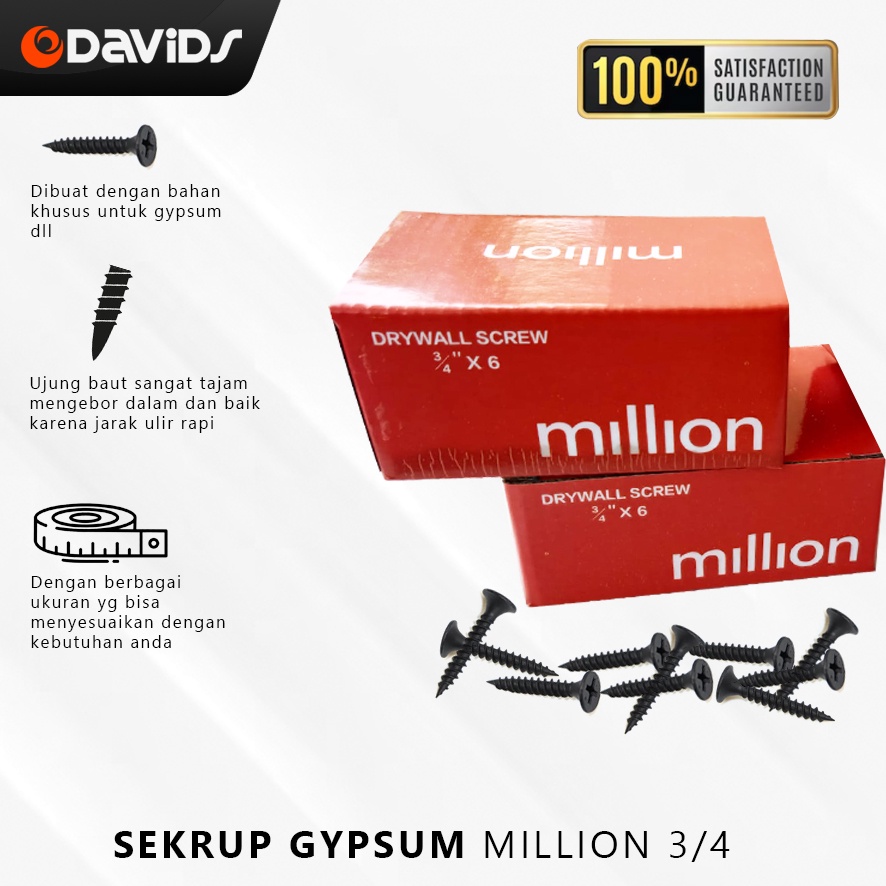Sekrup Gypsum Skrup Gipsum Drywall Screw Plafon Baja Kayu 3/4 Inch