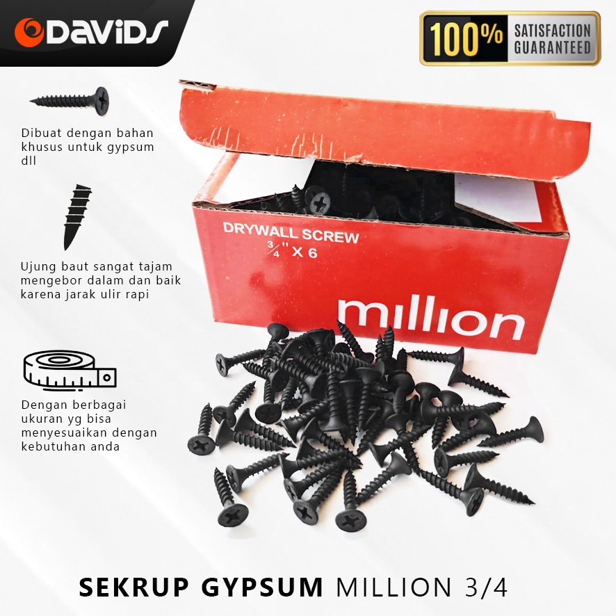 Sekrup Gypsum Skrup Gipsum Drywall Screw Plafon Baja Kayu 3/4 Inch