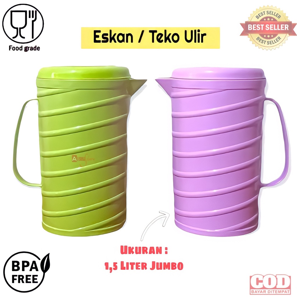 ( BISA COD ) PROMO TEKO PLASTIK 1,5 LITER / ESKAN / GELAS ULIR / TEKO PLASTIK MOTIF / TEMPAT AIR MIN