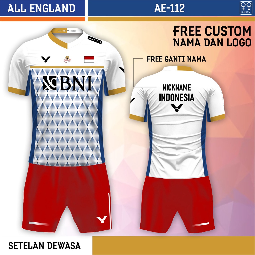 Set jersey celana badminton indonesia baju bulu tangkis all england bni