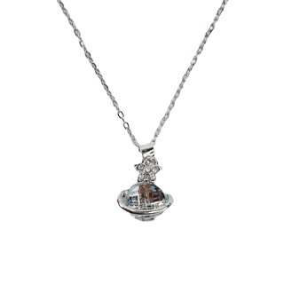 SS Kalung 6538 Titanium Crystal Woman Fashion Jewerly impor