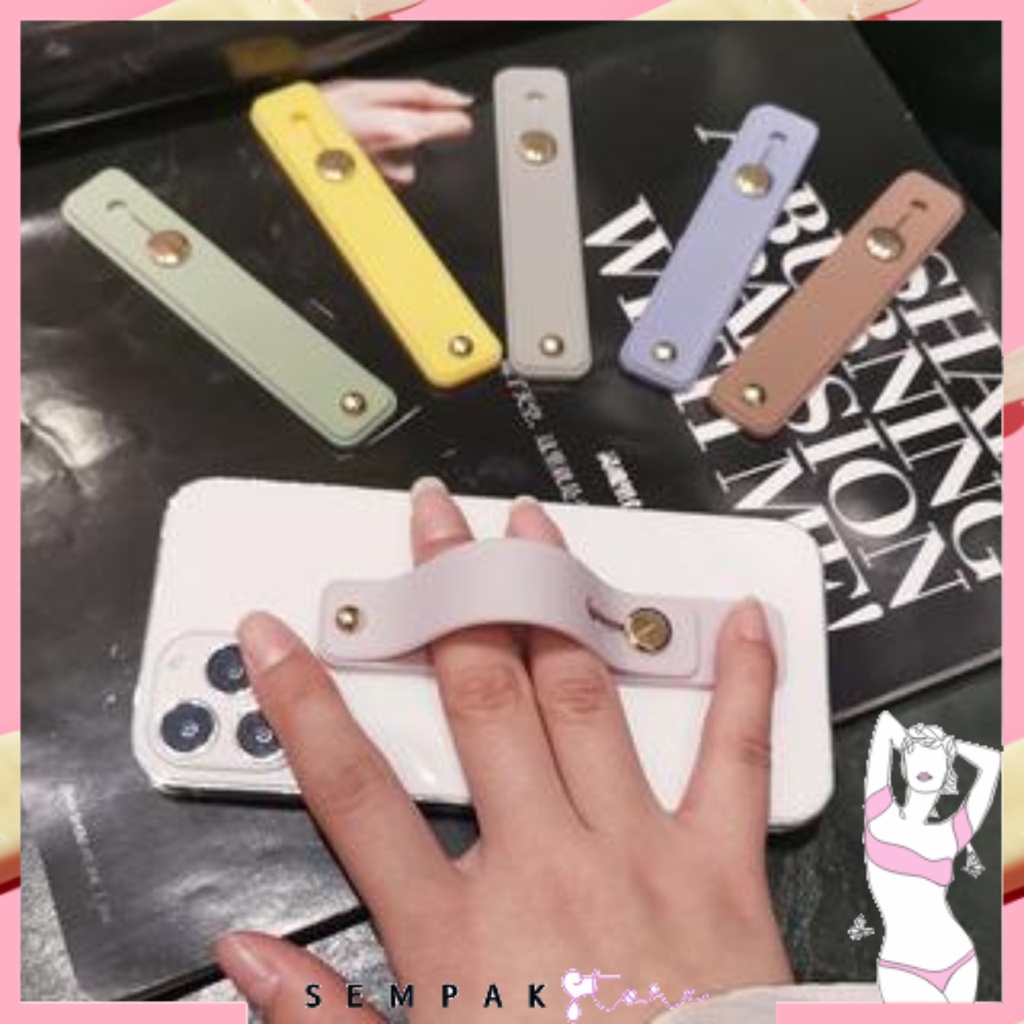 SS Strap Bracket Silicone Polos Tipis Phone Holder Stand Universal For Iphone &amp; Android Finger Grip Hand Multiband Sandaran HP Murah Import