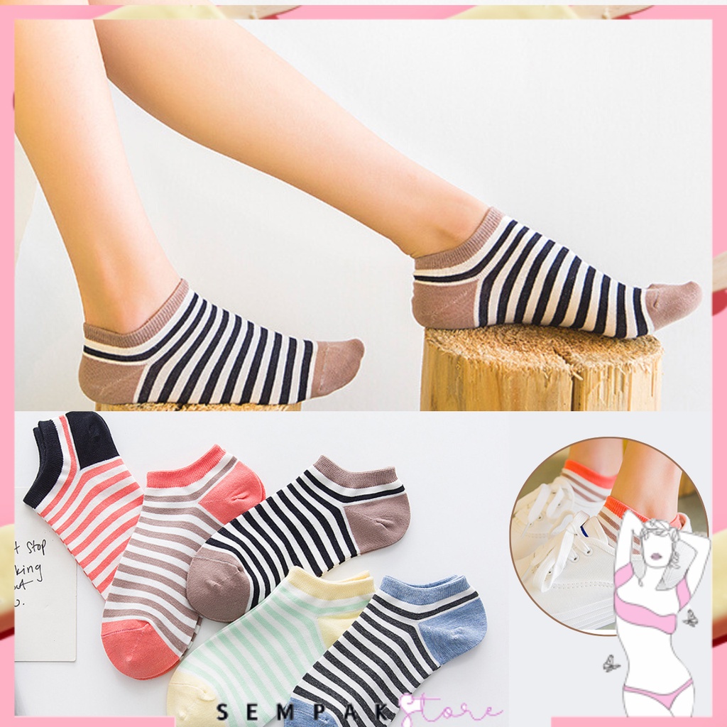 KAOS KAKI WANITA MOTIF 3 GARIS IMPOR SEMATA KAKI Bisa bayar ditempat (COD)