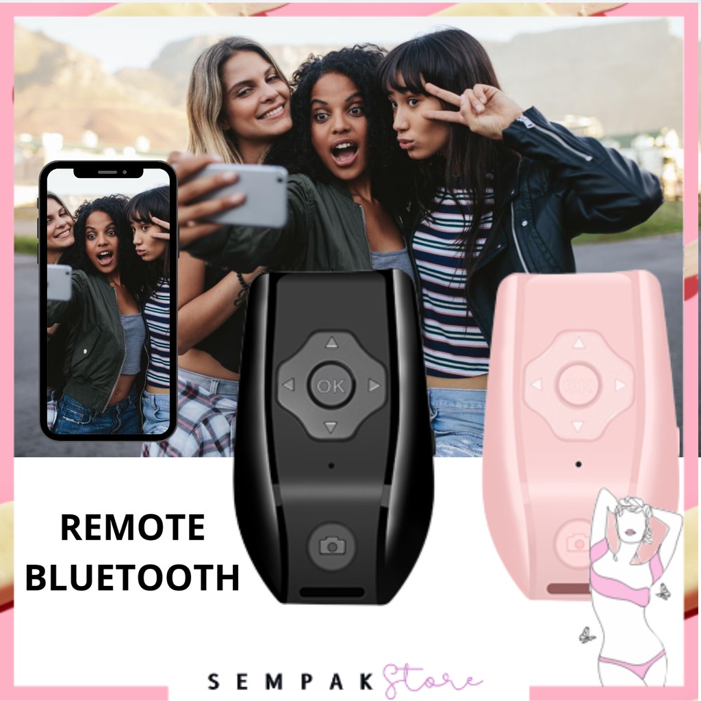 SS Remote Bluetooth Selfie V1 Remot Shutter Wireless V2 Pengendali Jarak Jauh Nirkabel Untuk Android IOS Remot Control Scroll Bluetooth