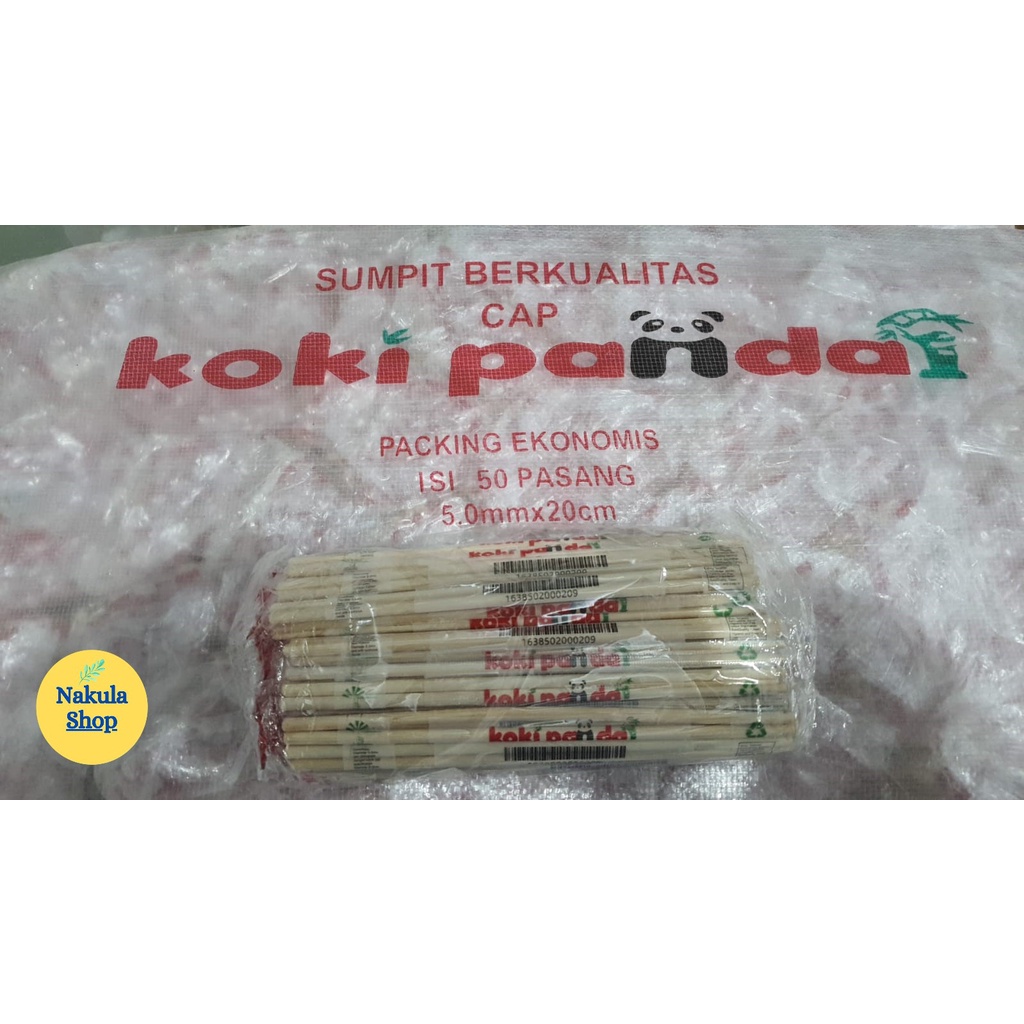 SUMPIT KOKI PANDA - ISI 50 PASANG/PACK + TUSUK GIGI ULIR