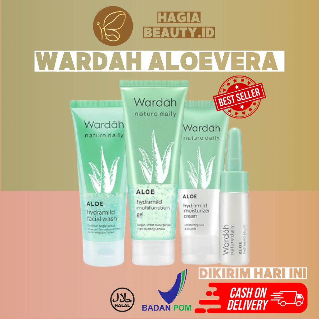 BISA COD - Wardah Nature Daily Aloe Hydramild Series Multifunction Gel | Facial Wash | Moisturizer Cream | Hydramild Serum