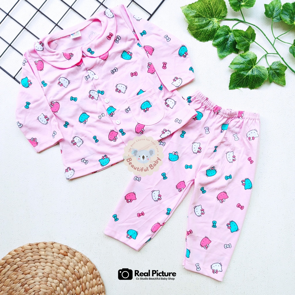 Setelan Piyama Baju Bayi Perempuan 3-18 Bulan Lengan Panjang Celana Panjang Motif Hello Kitty / Baju Bayi Perempuan Syifana / Baby.ou