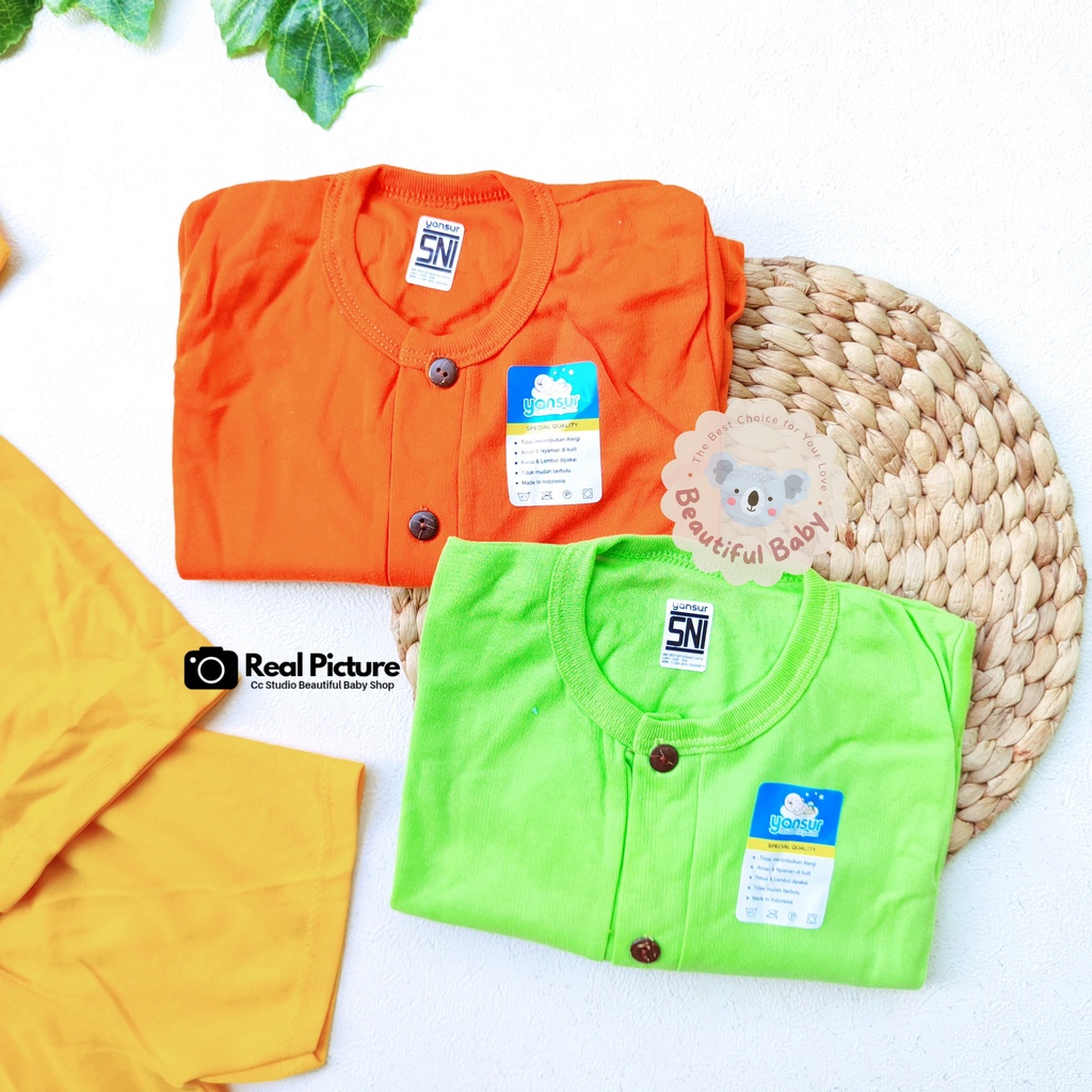 Baby.ou - Setelan Baju Bayi Lengan Pendek Celana Pendek Motif Polos / Setelan Harian Bayi / Kaos Oblong Bayi &amp; Anak Kancing Pundak