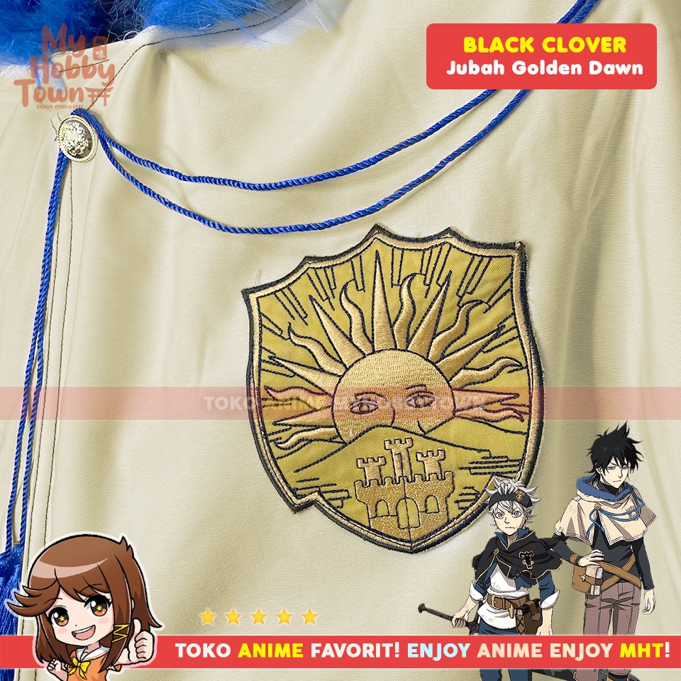 Jubah Cloak Black Clover Golden Dawn Squad Fajar Keemasan Yuno Kostum Anime Cosplay