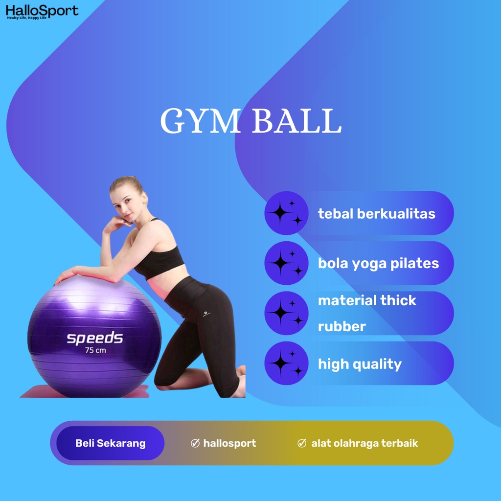 Speeds Gymball Fitness Bola Yoga Bola Gym Yoga Alat Olahraga Bola Yoga Pilates Gym Ball Karet Elasti