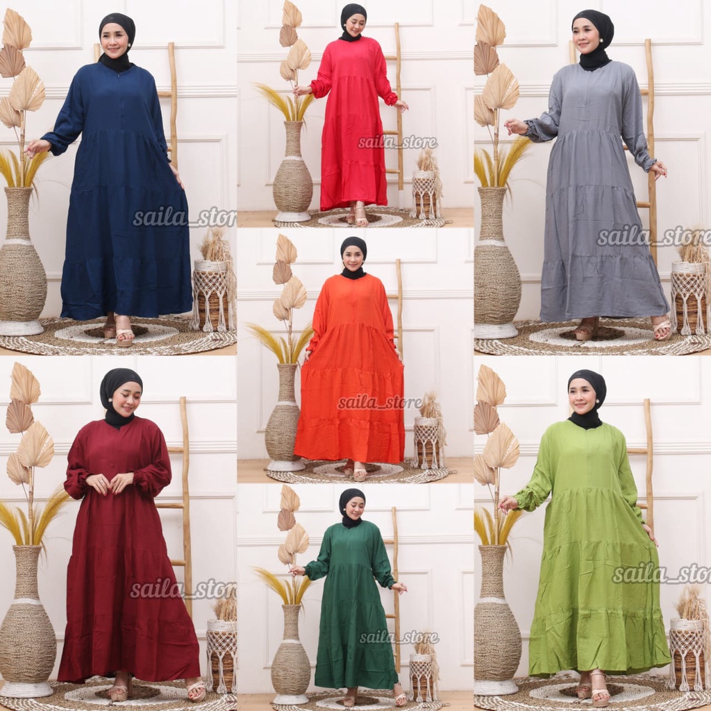 NAUMI MIDI DRESS BUSUI- GAMIS SUSUN RAYON SUPER - NAUMI MIDI PREMIUM