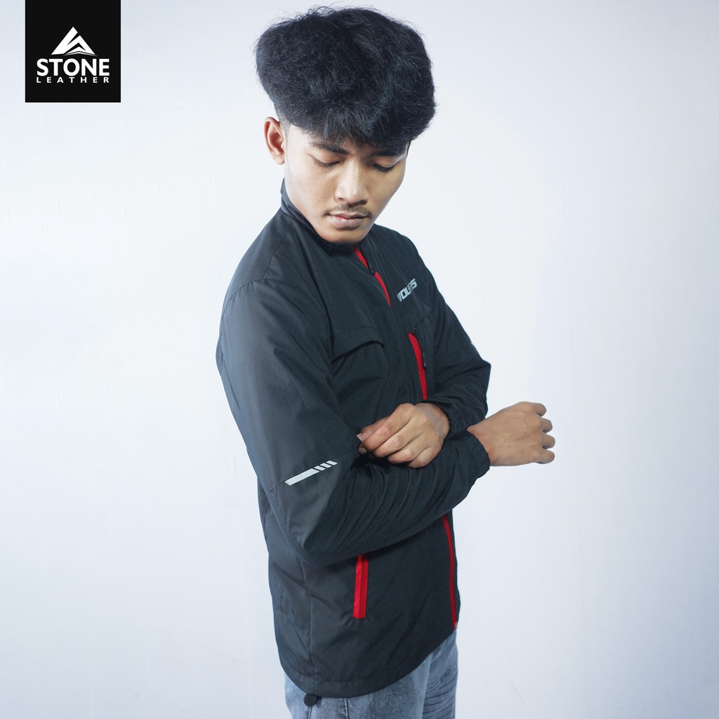 Jaket Motor Pria Himalayan Riding Black Red GS.1