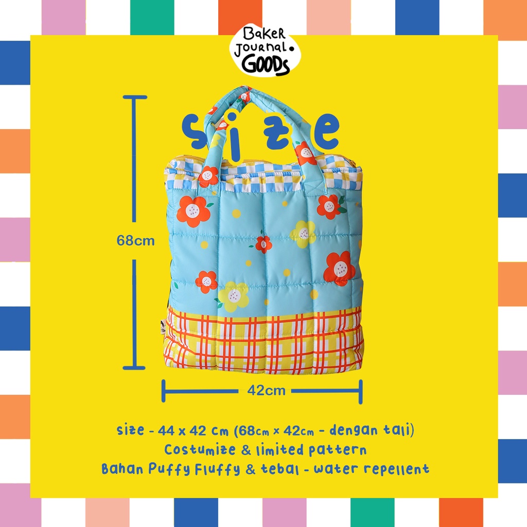 Puffy Totebag Jumbo / Tas Totebag Jumbo with Zipper / Diaper Bag / Tas Perlengkapan Bayi - By Baker Journal Goods