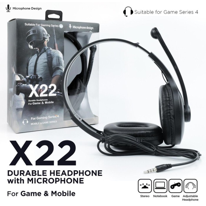 Handset Gaming X22 wired mic Stereo Bass Hp Computer Laptop Limited
