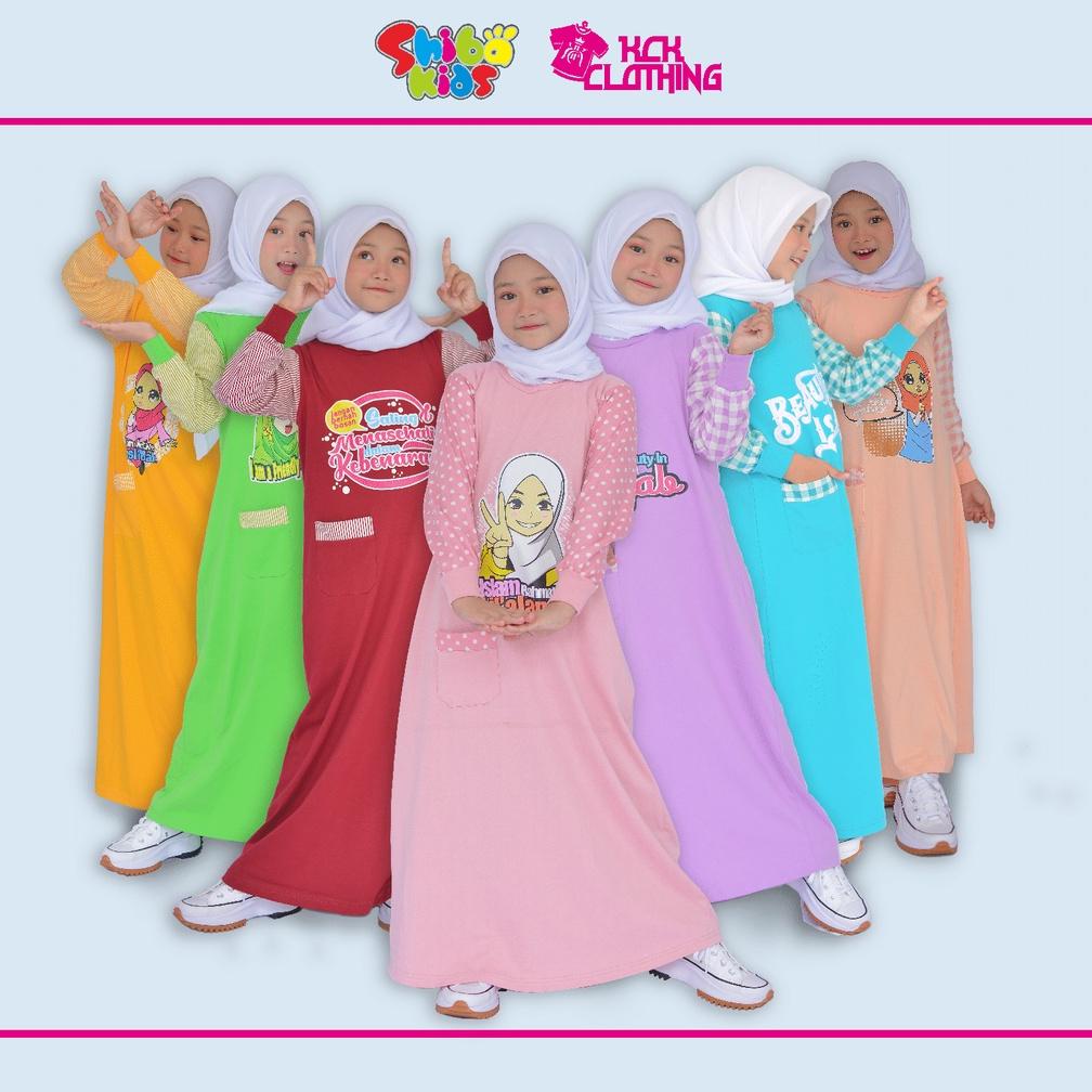 TERBARU Gamis Anak / Pakain Muslim Anak  Perempuan  Bahan Kaos  Katun Lengan  Katun Jepang Merk SHIB