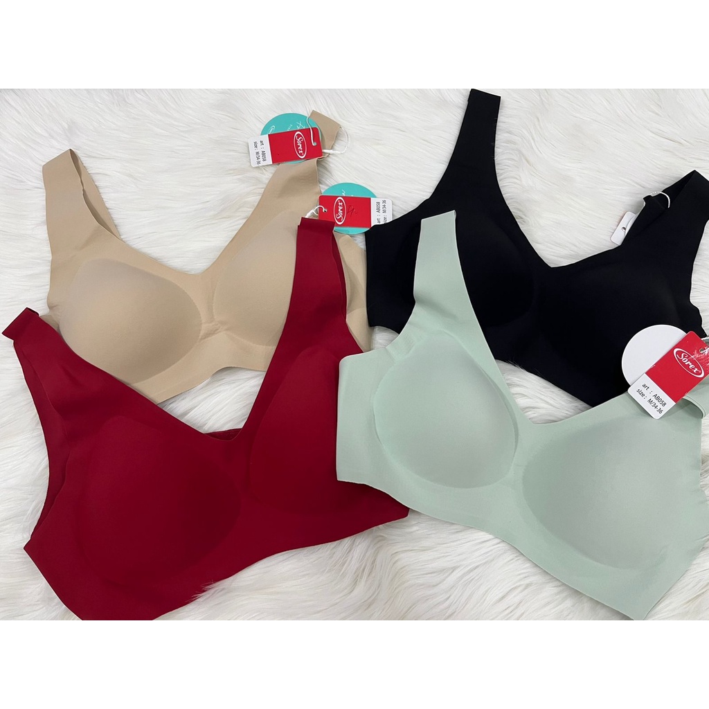 NEW !! BH BRA AB058 SEAMLESS SOREX - BRA SEAMLESS KAIT BELAKANG TANPA KAWAT / BH ZERO FEEL BRALETTE SOREX AB058 BRA BH KEMBEN BRALETTE / BRA I BUSA TIPIS I SIZE 34 36 38 40 I BAHAN NYLON POLOS