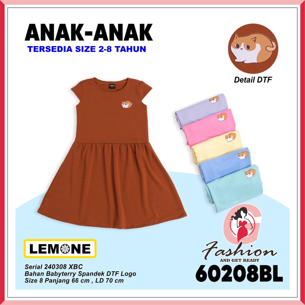 LEMONE KIDS D-602 | DRESS ANAK BAHAN BABYTERY